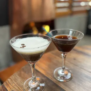 Espresso and black Manhattan