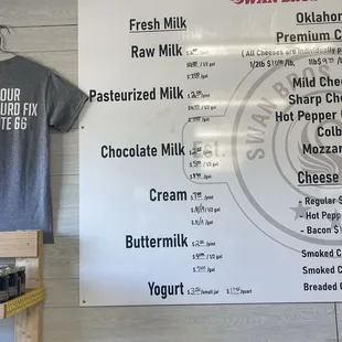 Milk menu