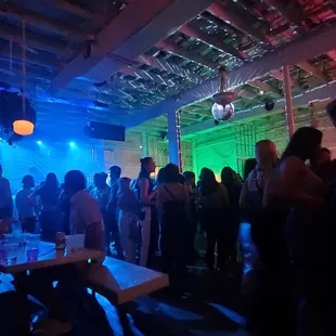 a crowd of people in a nightclub