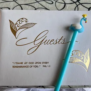 guest's thank card and pen