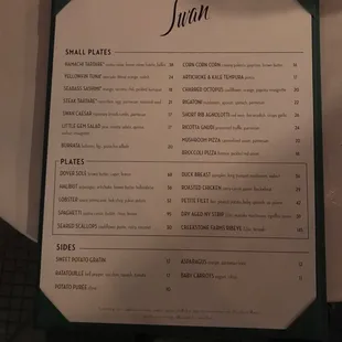 Swan Menu