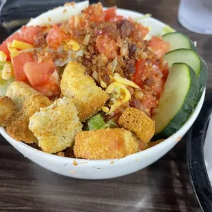 a bowl of food on a table