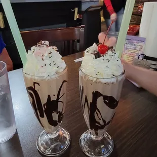 Chocolate and thin mint shakes