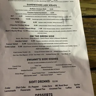 Menu back part