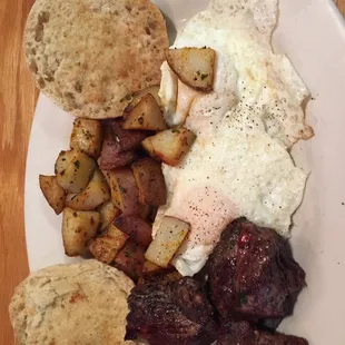 Steak and eggs