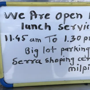 Lunch service started at big lot parking opposite to original place .