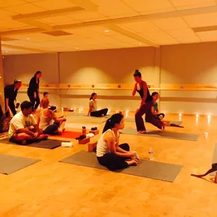 Studio getting ready for candlelight Yin yoga class