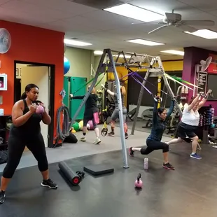 Group Exercise training with TRX style Suspension Trainers