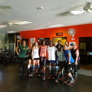 Group photo of some students after their Kangoo Jumps class