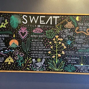 Yoga blackboard seems to change with seasons, always something informative and fun.