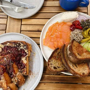 French toast and sourdough plate with salmon!