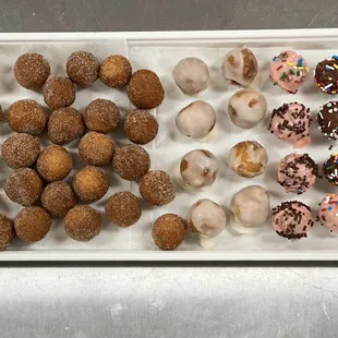 a tray of doughnuts