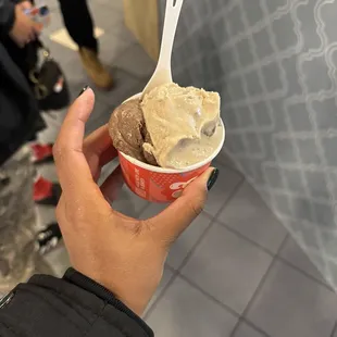 Half French chocolate &amp; half cookie dough latte