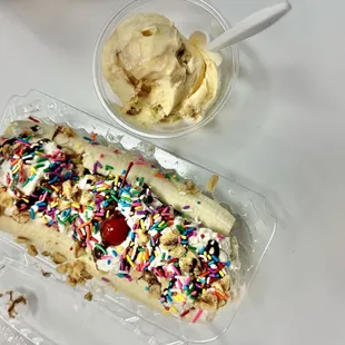 Vegan Banana Split Sundae and Pecans &amp; Praline