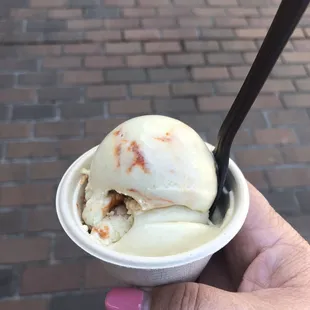 3 oz scoop of the vegan mangonada-coconut milk, mango, chili, lime, apricot &amp; homemade chamoy swirl