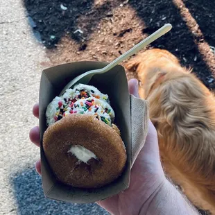 Persian Rose Ice Cream in Vanilla Donut