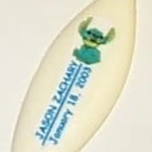 Custom edible chocolate surfboard.