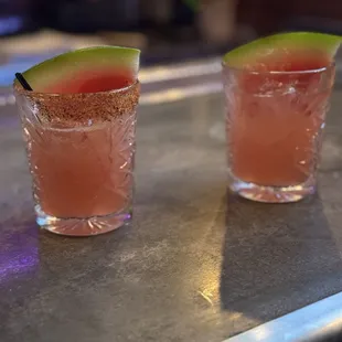 Watermelon spicy margaritas