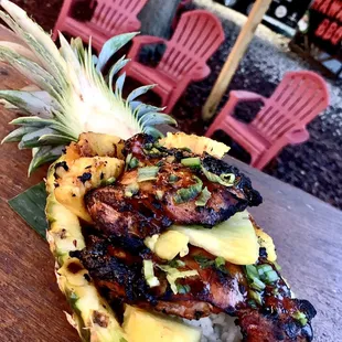 Island Girl Special

Huli Huli Chicken served in a Pineapple