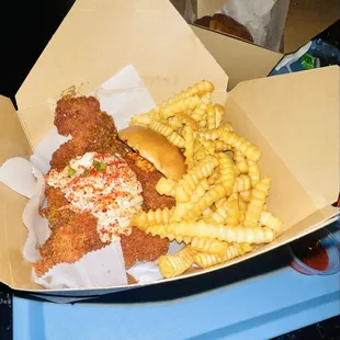 Hot Butter Chicken Katsu Sandwich with Fries