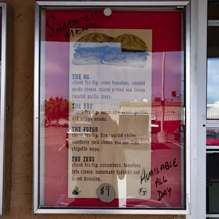 a menu in a window