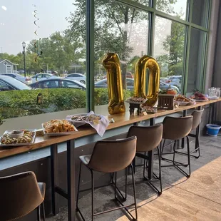 One table of three with appetizers and desserts from Sweet &amp; Savory Catering!