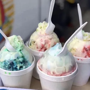 three different flavors of ice cream