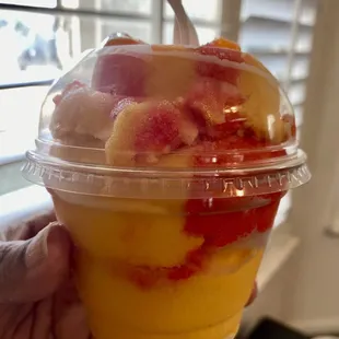 Mango and strawberry mixed Italian ice