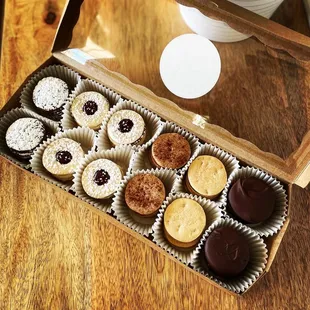 a box of chocolates on a table