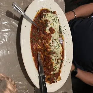 a plate of lasagna