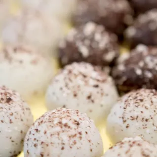 a close up of a variety of desserts