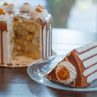 a slice of cake on a plate