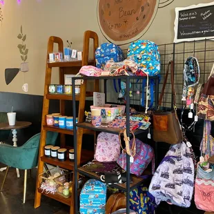 a display of handmade goods