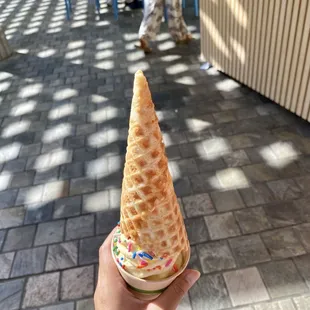 Lilikoi with rainbow sprinkles--I got a cup AND a cone, the best of both worlds