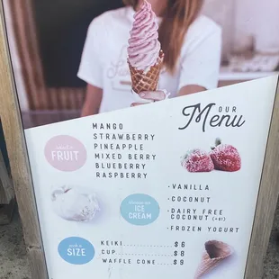a menu for a dessert