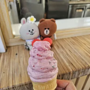 Mixed berry - in dairy-free coconut ice cream... keiki size, regular cone
