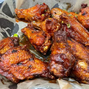 Half bbq (front) and half wu-tang wings (back)