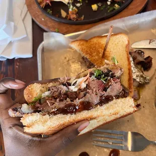 Inside of the King of Memphis Brisket Sandwich