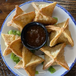 Pimento Cheese Wanton with sweet chili sauce.