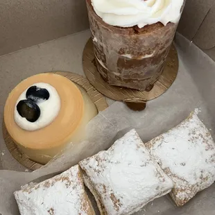 Flan, Guava Pastelitos, and Personal/mini guava layered cake.