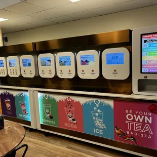 a row of vending machines