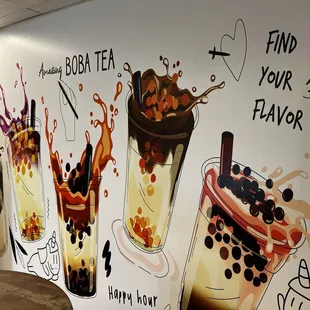 various drinks on a wall