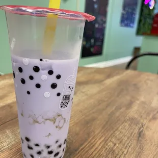 Taro with lots of tapioca pearls yum!