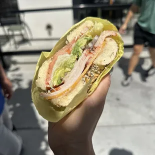 Turkey Club Bagel Sandwich!