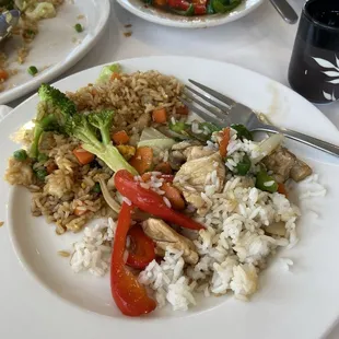 Sweet basil fried rice with chicken and basil stir fry!!!