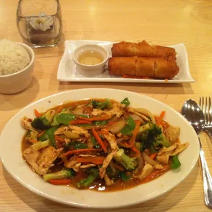 Chicken in Peanut Sauce and the world&apos;s largest spring rolls.