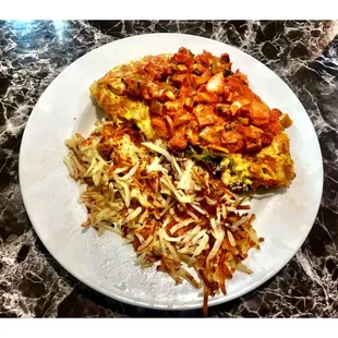 Jambalaya Omelet Huge &amp; Tasty @ Sweet Basil Cafe of Skokie.Breakfast Brunch Lunch.Burgers Sandwiches Salads Great Service Cool!