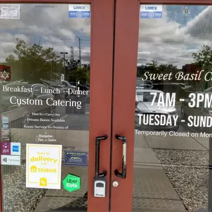 Front doors and hours