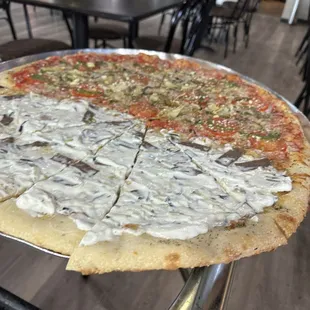 a closeup of the pizza