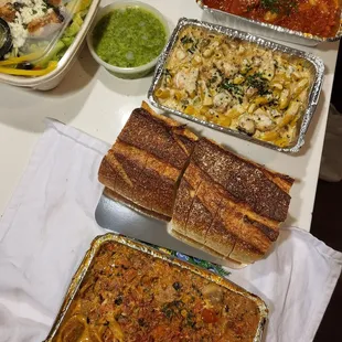 Bolognese, rosemary chicken, ravioli, and the Greek salad (with half a pint of pesto of course)